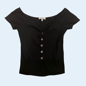Papaya Black Short Sleeve Buttoned Tee